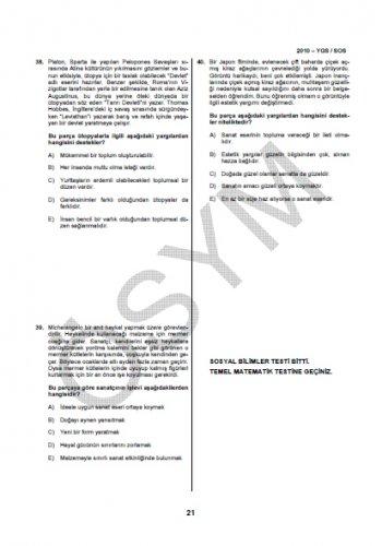 YGS Sosyal Bilgiler soru ve cevapları