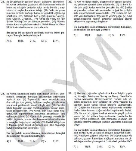 YGS Türkçe soru ve cevapları