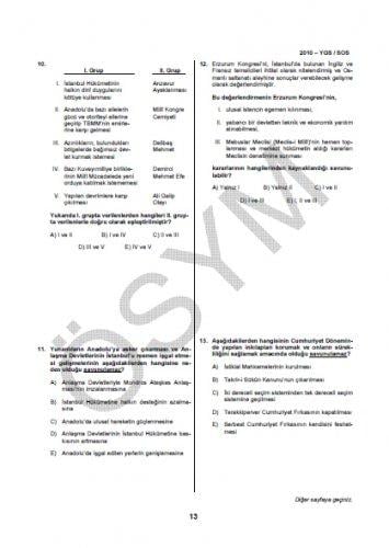 YGS Sosyal Bilgiler soru ve cevapları