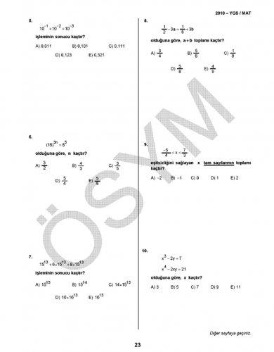 YGS Matematik soru ve cevapları