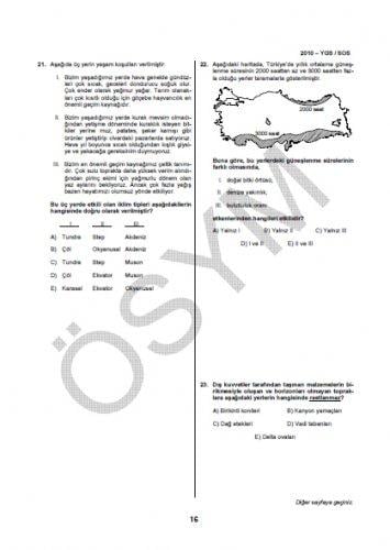 YGS Sosyal Bilgiler soru ve cevapları