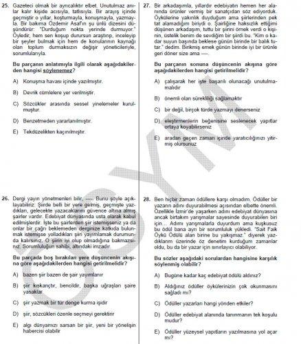 YGS Türkçe soru ve cevapları