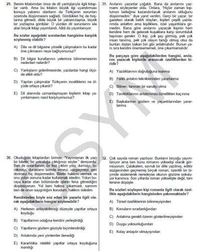 YGS Türkçe soru ve cevapları