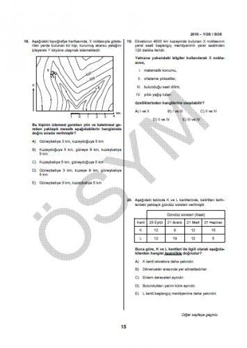 YGS Sosyal Bilgiler soru ve cevapları