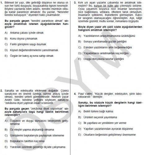 YGS Türkçe soru ve cevapları