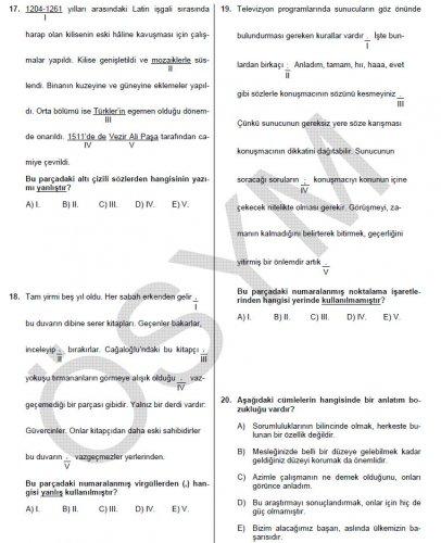 YGS Türkçe soru ve cevapları