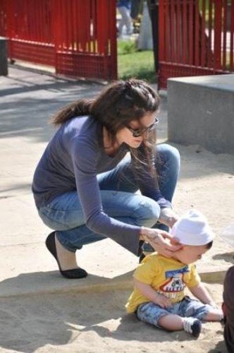 Selin Toktay çocuklarıyla 