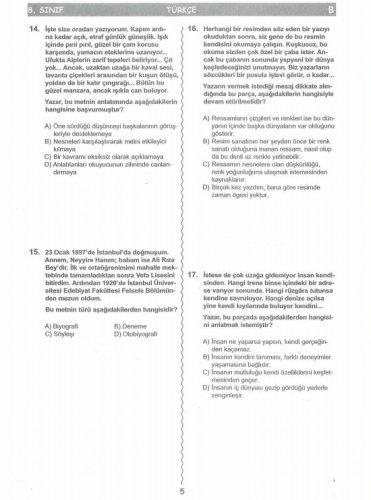 İşte SBS soruları