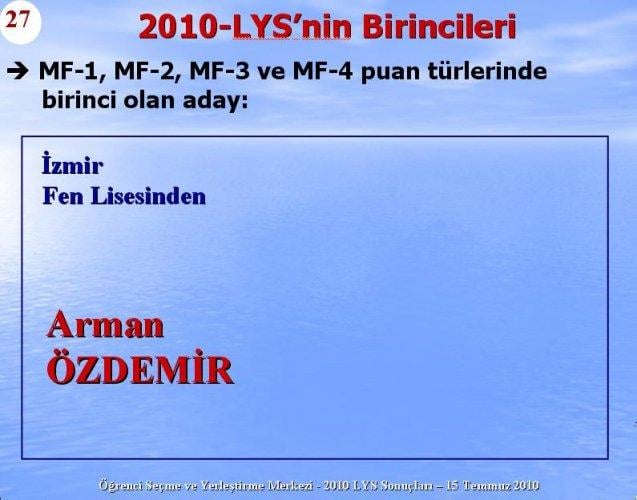 2010 Lys Sınavlarına ilişkin sayısal bilgiler