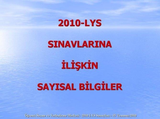 2010 Lys Sınavlarına ilişkin sayısal bilgiler