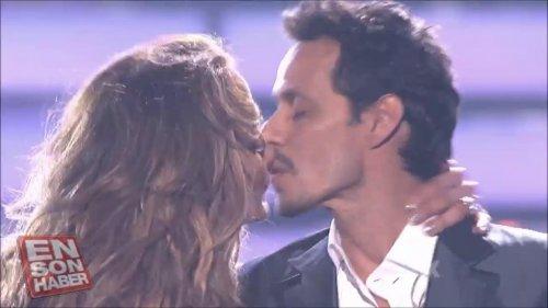 JLO'dan eşi Marc Anthony'ye ateşli öpücük