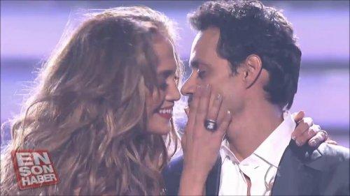 JLO'dan eşi Marc Anthony'ye ateşli öpücük