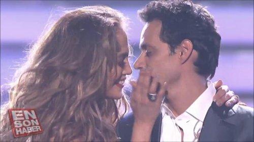 JLO'dan eşi Marc Anthony'ye ateşli öpücük