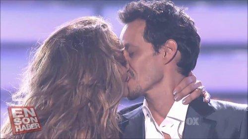 JLO'dan eşi Marc Anthony'ye ateşli öpücük
