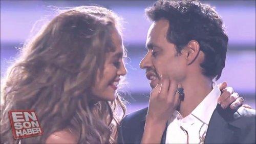 JLO'dan eşi Marc Anthony'ye ateşli öpücük