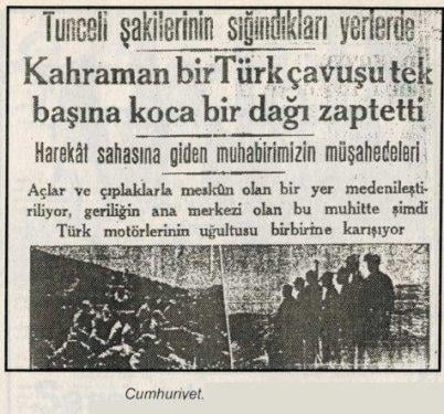 Dersim Katliamı döneminin manşetleri