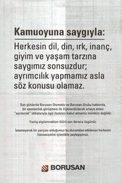 Borusan'dan gazetelere tam sayfa ilan  - Resim 9