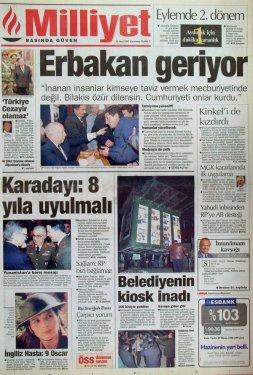 15 yıl önceki 28 Şubat manşetleri