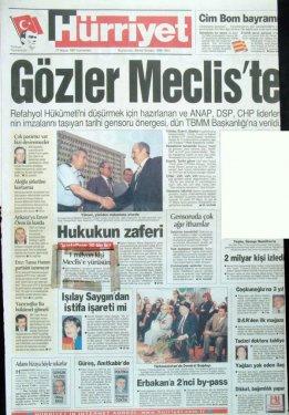 15 yıl önceki 28 Şubat manşetleri