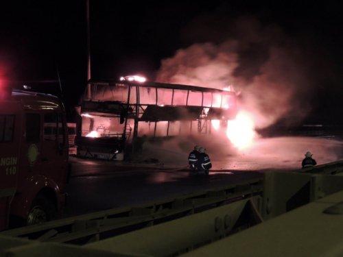 Düzce'de otobüs yangını