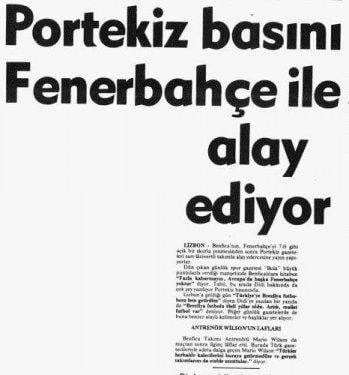 Benfica  - Fenerbahçe 1975-76 sezonu