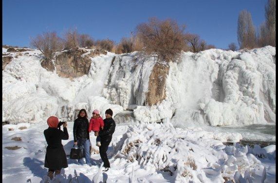 Muradiye Şelalesi dondu