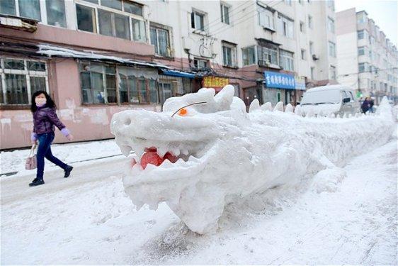 Göz alıcı kar heykeller 