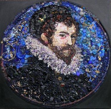 Yüzlerce düğme ve boncuktan bambaşka bir sanat