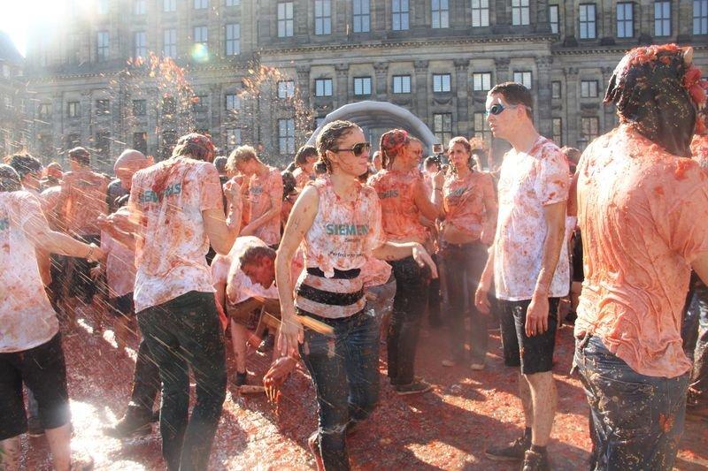 Hollanda'da Rusya'ya domatesli protesto