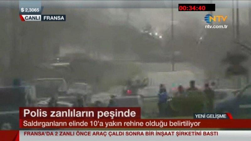 Charlie Hebdo zanlıları ile polis arasında kovalamaca