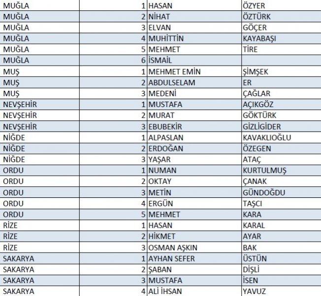 AK Parti'nin 1 Kasım milletvekili aday listesi