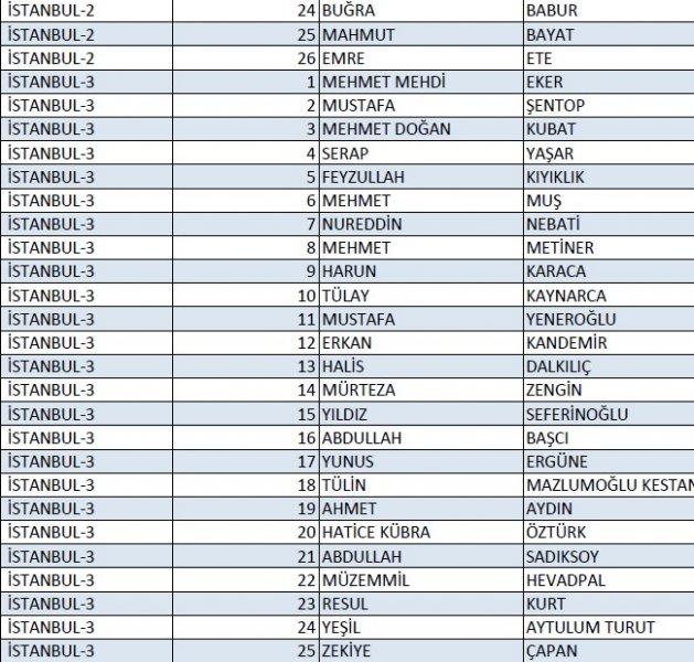 AK Parti'nin 1 Kasım milletvekili aday listesi