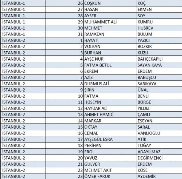 AK Parti'nin 1 Kasım milletvekili aday listesi