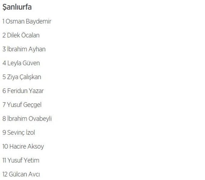 HDP'nin 1 Kasım milletvekili aday listesi