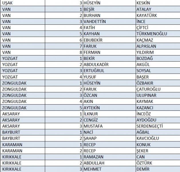 AK Parti'nin 1 Kasım milletvekili aday listesi