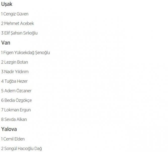 HDP'nin 1 Kasım milletvekili aday listesi