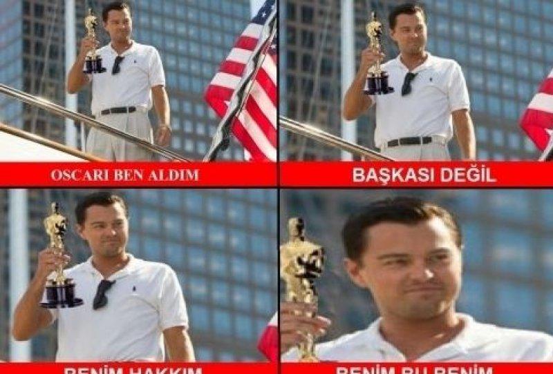 Oscar'ı kazanan Leonardo DiCaprio capsleri