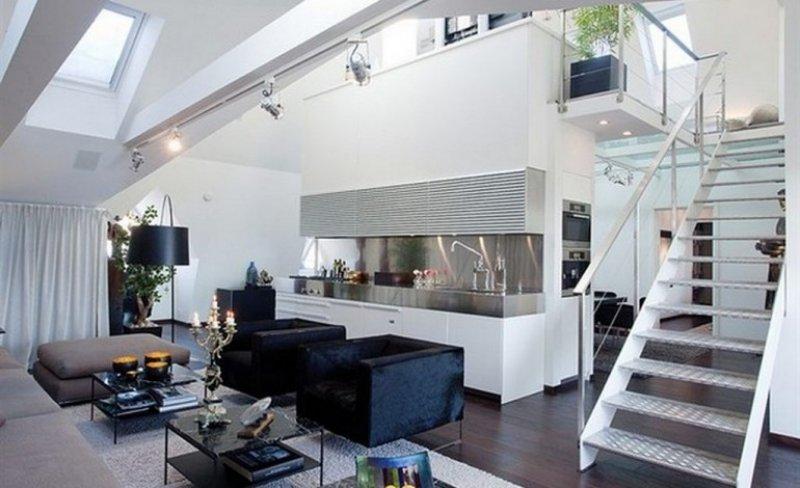 Küçük evler için loft tarzı dekorasyonlar