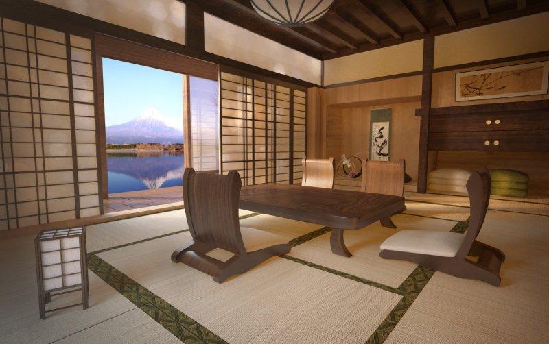 Az eşya ile dekora edilmiş Japon evleri