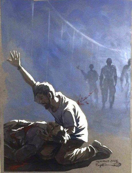 İranlı sanatçıdan muhteşem 15 Temmuz çizimleri