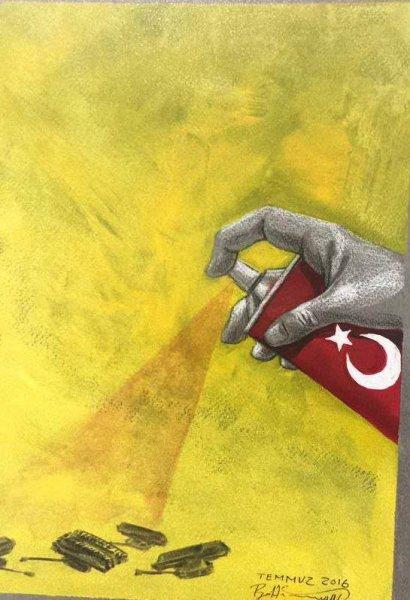 İranlı sanatçıdan muhteşem 15 Temmuz çizimleri