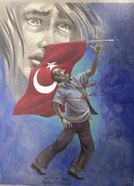 İranlı sanatçıdan muhteşem 15 Temmuz çizimleri