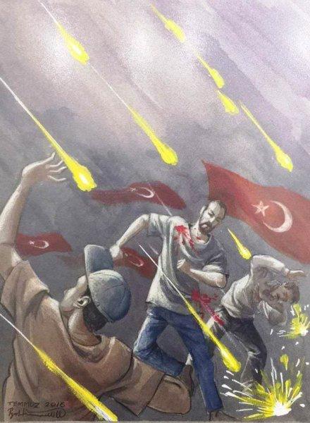 İranlı sanatçıdan muhteşem 15 Temmuz çizimleri