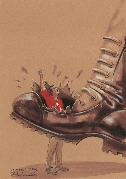 İranlı sanatçıdan muhteşem 15 Temmuz çizimleri