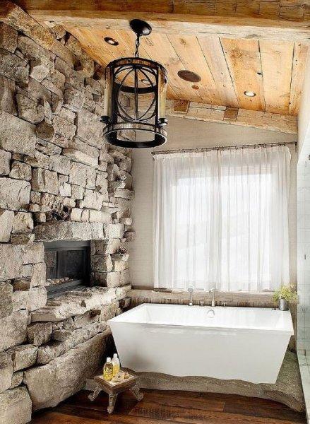 Banyo dekorasyonunda doğal taş esintisi