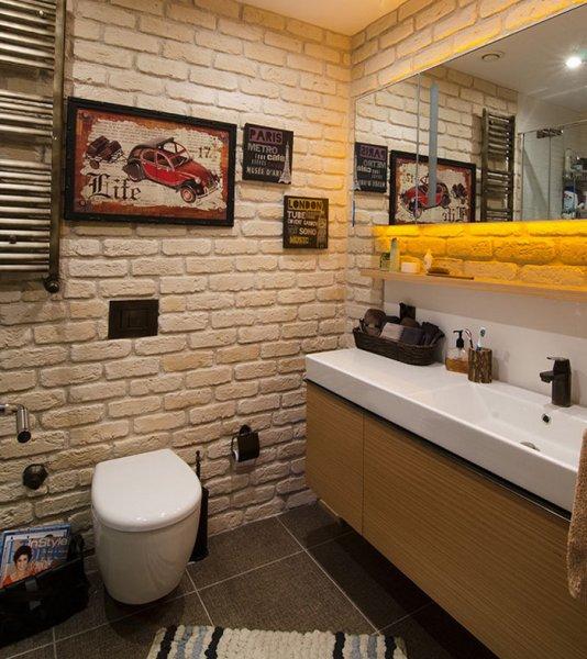 Banyo dekorasyonunda doğal taş esintisi