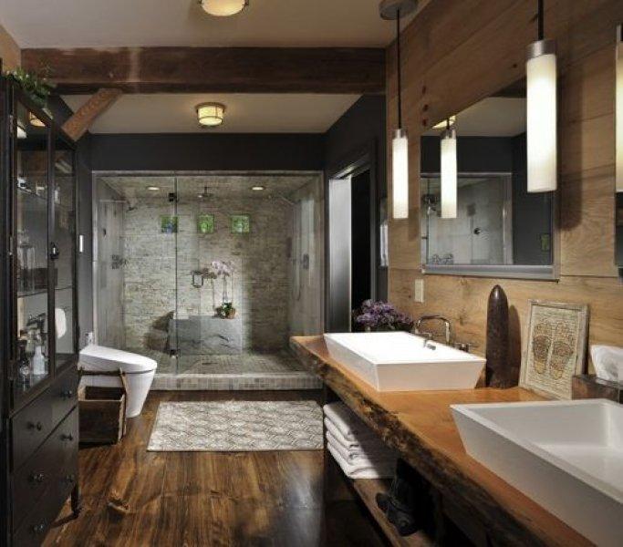 Banyo dekorasyonunda doğal taş esintisi