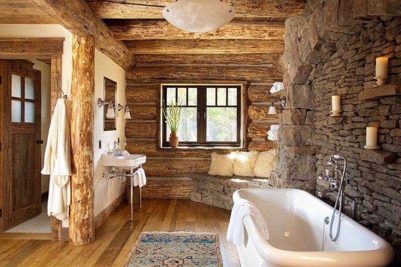 Banyo dekorasyonunda doğal taş esintisi