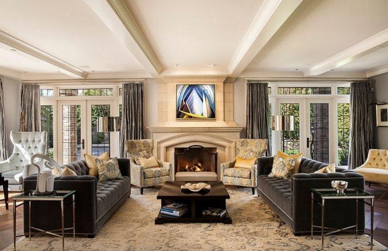 Gri oturma odası dekorasyonları