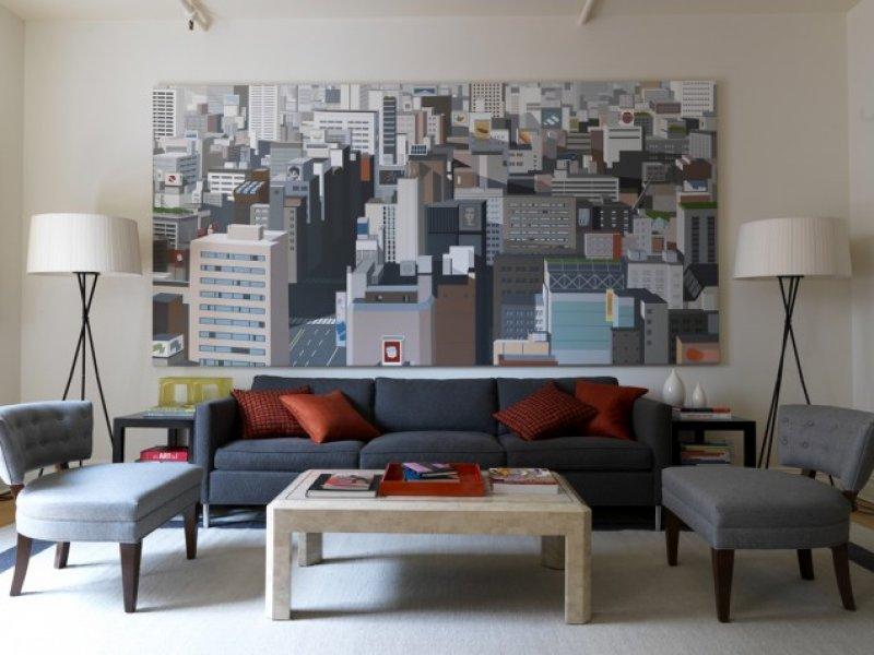 Gri oturma odası dekorasyonları